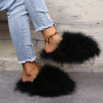 Zapatos cómodos para mantener el calor redondos de color sólido de patchwork de vida informal negro