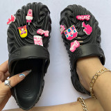 Black Casual Living Patchwork Round Comfortable Shoes