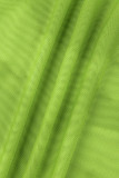 Флуоресцентный Зеленый Повседневная С принтом Пэчворк Отложной воротник Длинный рукав Из двух частей