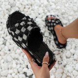 Zwarte casual patchwork ronde comfortabele schoenen