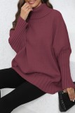Army Green Casual Solid Patchwork Turtleneck Tops