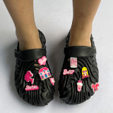 Zwarte casual levende patchwork ronde comfortabele schoenen