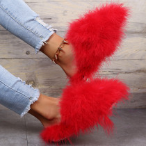 Zapatos cómodos y abrigados redondos de color sólido con retales de vida informal rojo