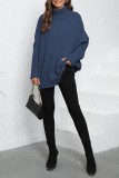 Grey Casual Solid Patchwork Turtleneck Tops