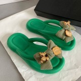 Patchwork di vita casual verde con scarpe comode rotonde con fiocco