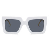 Óculos de sol branco casual diário de patchwork sólido
