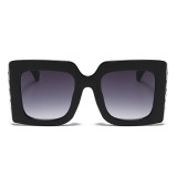 Black Casual Daily Patchwork Rhinestone Sunglasses