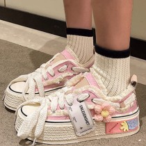 Pink Casual Daily Patchwork Frenulum Contrast Round Comfortable Out Door Shoes