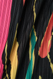 Robes de jupe crayon à col en V en patchwork d'impression de rue noir et blanc