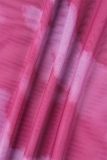 Due pezzi manica lunga colletto rovesciato patchwork stampa casual rosso rosa