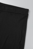 Colletto con cappuccio patchwork solido casual nero Plus Size Set di tre pezzi