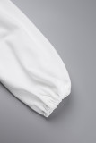 Robes blanches sexy unies dos nu à col en V et manches longues