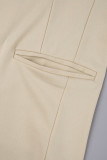 Pantaloni cardigan tinta unita casual albicocca colletto risvoltato manica lunga due pezzi