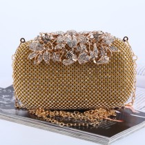 Bolsas douradas casuais diárias com correntes de patchwork