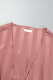 Light Apricot Casual Striped Patchwork Sleepwear Two Piece Set
