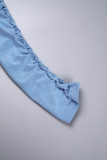 Королевский синий сексуальный однотонный пэчворк с круглым вырезом и длинными рукавами из двух предметов
