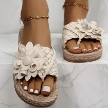 Chaussures rondes confortables en patchwork décontracté blanc crème, couleur unie (sous réserve de l'objet réel)