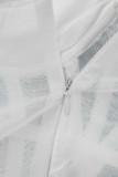 Lichtroze sexy formele effen patchwork doorzichtige rugloze strapless lange jurkjurken