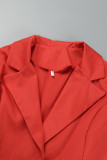 Красный повседневный однотонный кардиган, верхняя одежда с воротником-стойкой