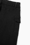 Черные повседневные однотонные джинсы скинни с высокой талией в стиле пэчворк