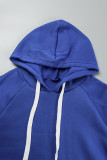 Blå Casual Solid Basic Hood Krage Långärmad Plus Size Klänningar