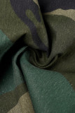 Camouflage Street Camouflage-Druck, Patchwork, Knöpfe, Reißverschluss, gerade, mittlere Taille, gerade, voll bedruckte Hose