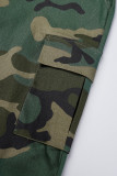 Camuflagem rua camuflagem impressão retalhos botões zíper reto cintura média reta calças de impressão completa