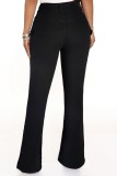 Jeans de mezclilla ajustados de cintura alta de patchwork sólido casual negro