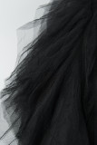 Zwart sexy formeel effen patchwork doorzichtige rugloze strapless lange jurkjurken
