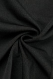 Zwart Casual Solid Cardigan Broek Omslagkraag Lange mouw Tweedelig