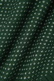 Зеленые повседневные лоскутные топы с контрастным круглым вырезом и круглым вырезом