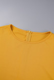 Amarelo Casual Sólido Patchwork O Pescoço Saia Envolvida Plus Size Vestidos