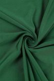 Зеленое повседневное однотонное асимметричное длинное платье с V-образным вырезом Платья больших размеров