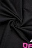 Zwarte sexy sportkleding letter patchwork print U-hals mouwloos twee stukken