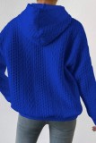 Royal Blue Casual Solid Basic Hooded Collar Tops