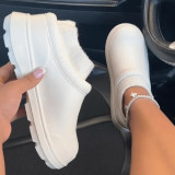White Casual Living Patchwork Solid Color Round Keep Warm Comfortable Flats Shoes