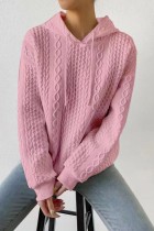 Rosa Casual Solid Basic Hooded Collar Tops