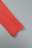 Capispalla rosso casual con colletto risvoltato in cardigan solido
