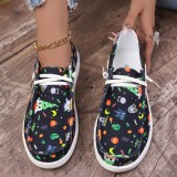 Black Casual Patchwork Printing Round Comfortable Shoes