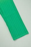 Robes décontractées vertes à manches longues et col rond, imprimé changement progressif, patchwork (sans ceinture)