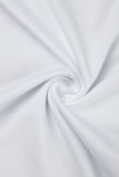 Кремовый Белый Повседневная Однотонный О-образный вырез с разрезом С короткими рукавами Из двух частей