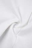 Witte sexy effen rugloze jurken met V-hals en lange mouwen