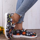 Black Casual Patchwork Printing Round Comfortable Shoes
