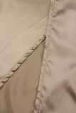 Light Brown Sexy Living Solid Backless Cross Straps Spaghetti Strap Plus Size Nightdress