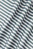 Grey Sexy Striped Patchwork Frenulum Backless V Neck One Step Skirt Dresses