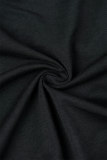 Barboteuse slim noire sexy et décontractée, couleur unie, dos nu, col roulé