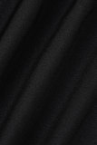 Robe de soirée noire sexy en patchwork dos nu fendue sur l'épaule