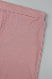 Ensemble trois pièces rose décontracté en patchwork uni avec col à capuche et grande taille
