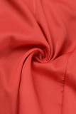 Casaco vermelho casual sólido com gola virada para trás