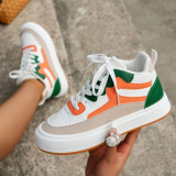 White Green Casual Patchwork Frenulum Round Comfortable Out Door Shoes